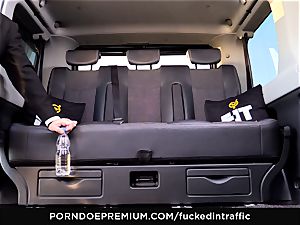 boinked IN TRAFFIC - Footjob and car fuckfest with Tina Kay