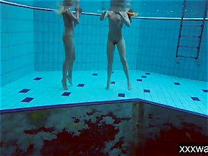super-hot Russian chicks swimming in the pool