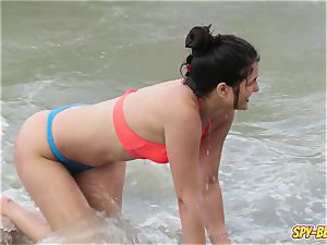 inexperienced Beach jaw-dropping panty bikini teenage - hidden cam video