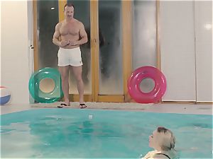RELAXXXED - chesty british babe likes torrid pool fuckfest